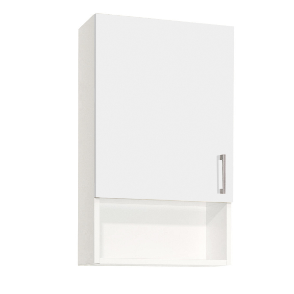 Suspended wall unit with open compartment and door SX 43x22 White