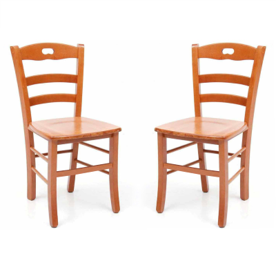 Chaise de cuisine avec assise en bois LOIRE Merisier SET 2 PCS