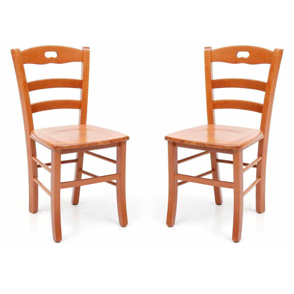 Chaise de cuisine avec assise en bois LOIRE Merisier SET 2 PCS