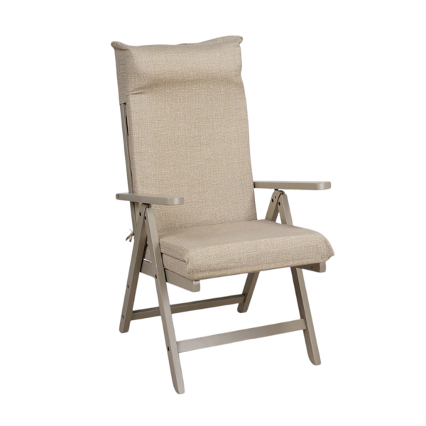 Fauteuil Salento avec rallonge de repose-pieds inclinable et gris tourterelle pliable