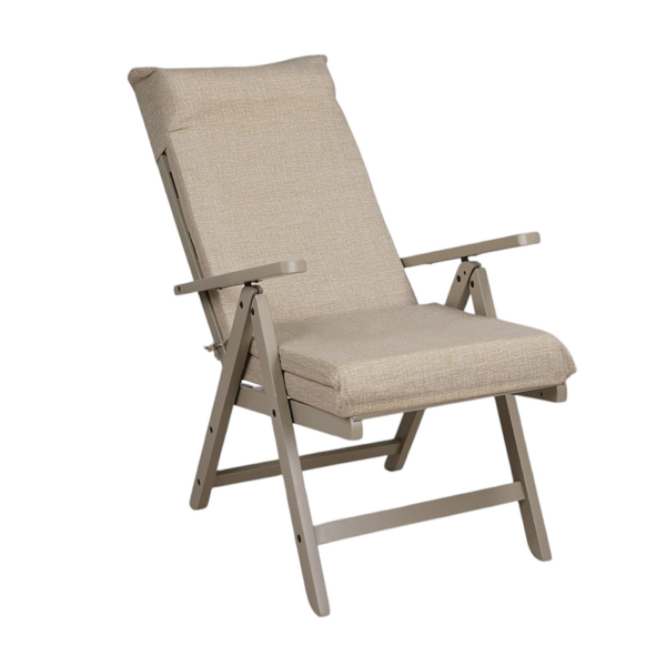 Fauteuil Salento avec rallonge de repose-pieds inclinable et gris tourterelle pliable