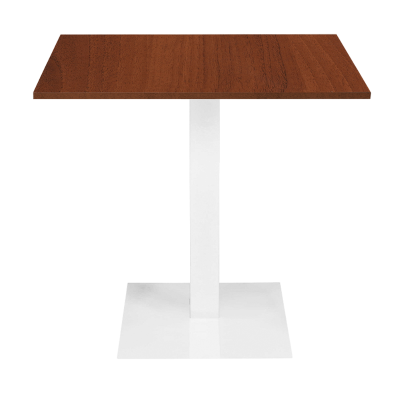Tavolo bar ristorante 80x80 cm base bianca piano laminato Noce H 75 