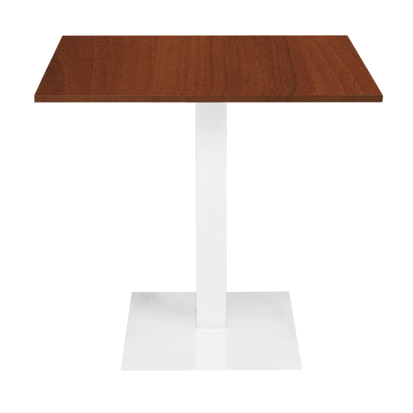 Tavolo bar ristorante 80x80 cm base bianca piano laminato Noce H 75 