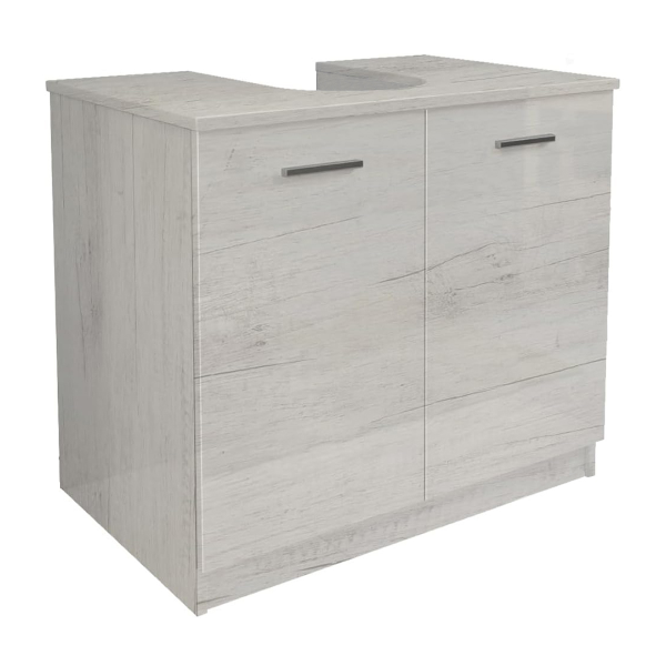 Bathroom column cover cabinet with 2 doors in white oak wood