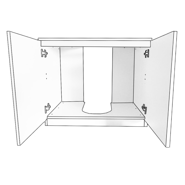 Bathroom cabinet with column cover and 2 doors in glossy white wood