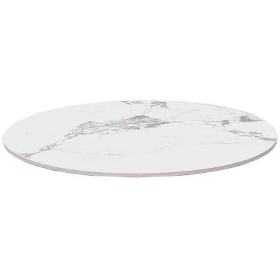 Tavolo pub ristorante bar rotondo 70 cm Top esterno effetto Marmo Bianco base argento H 75