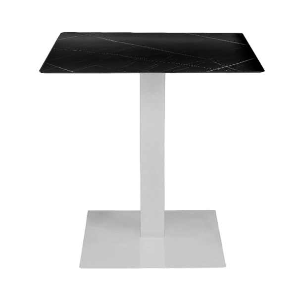 Tavolo pub ristorante bar 70x70 cm Top esterno HPL effetto Marmo NERO gamba bianco H 74