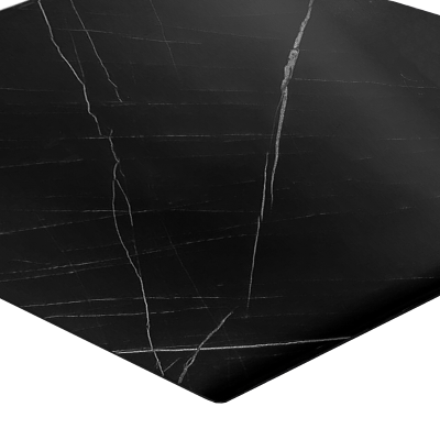 Tavolo pub ristorante bar 70x70 cm Top esterno HPL effetto Marmo NERO gamba argento H 74