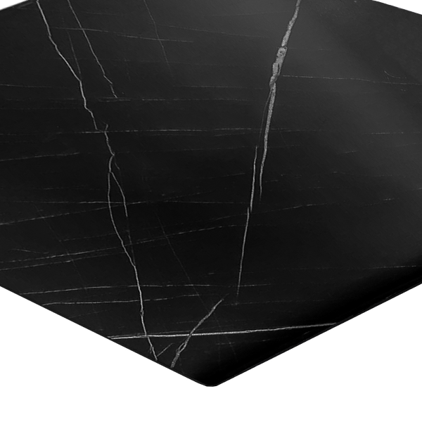 Tavolo pub ristorante bar 70x70 cm Top esterno HPL effetto Marmo NERO gamba argento H 74