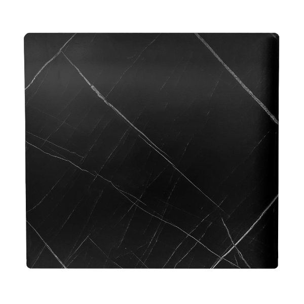 Tavolo pub ristorante bar 70x70 cm Top esterno HPL effetto Marmo NERO gamba argento H 74