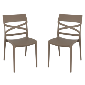 MIROK stapelbarer Stuhl aus Polypropylen für drinnen und draußen, Taubengrau, 2er-Set