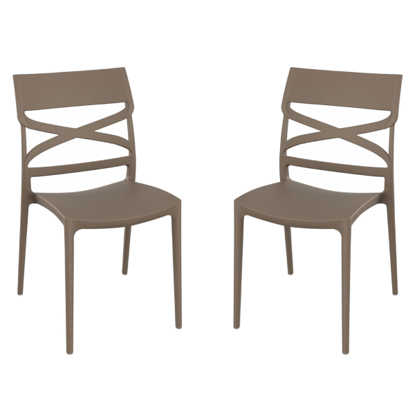 MIROK stapelbarer Stuhl aus Polypropylen für drinnen und draußen, Taubengrau, 2er-Set