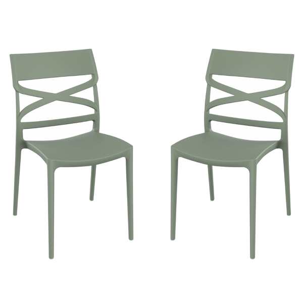 Stapelbarer Innen- und Außenstuhl aus Polypropylen MIROK Sage 2er-Set