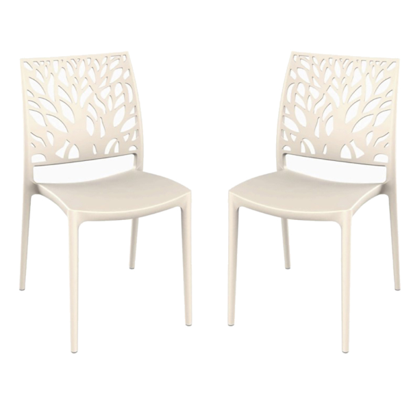 Stapelbarer Innen- oder Außenstuhl Creme - ALEA 2 Stühle