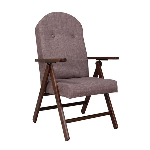 Poltrona reclinabile 4 posizioni in legno e tessuto tinta unita Grigio AMALFI