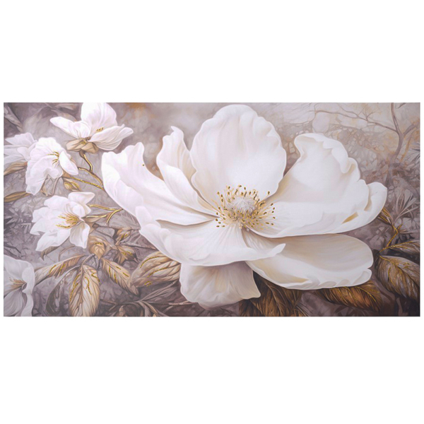 Quadro tela moderno 80x160 cm floreale con decori in oro