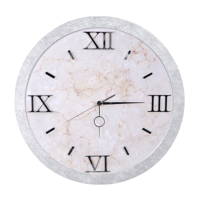 Orologio da parete D 57 cm - Moderno con Effetto Marmo Bianco