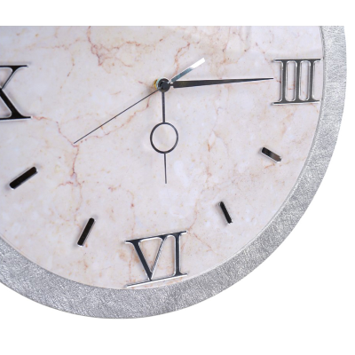 Orologio da parete D 57 cm - Moderno con Effetto Marmo Bianco