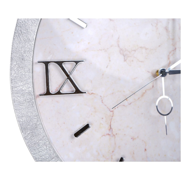 Orologio da parete D 57 cm - Moderno con Effetto Marmo Bianco