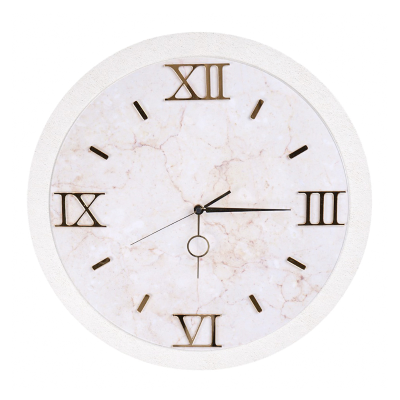 Orologio da parete D 57 cm - Moderno con Effetto Marmo Bianco dettagli oro