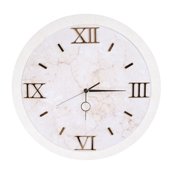 Orologio da parete D 57 cm - Moderno con Effetto Marmo Bianco dettagli oro