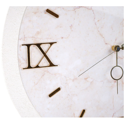 Orologio da parete D 57 cm - Moderno con Effetto Marmo Bianco dettagli oro