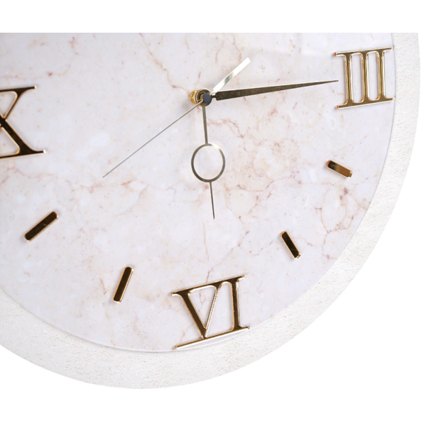 Orologio da parete D 57 cm - Moderno con Effetto Marmo Bianco dettagli oro