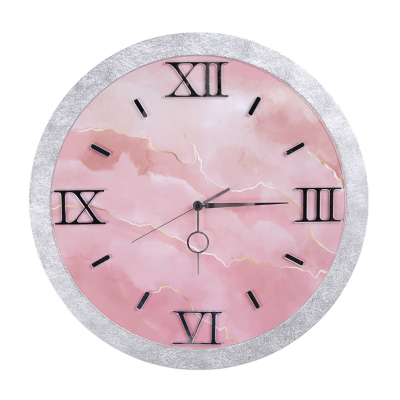 Orologio da parete D 57 cm - Moderno con Effetto Marmo Rosa