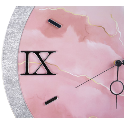 Orologio da parete D 57 cm - Moderno con Effetto Marmo Rosa