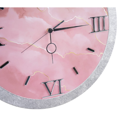 Orologio da parete D 57 cm - Moderno con Effetto Marmo Rosa