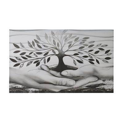 Quadro tela moderno 80x160 cm Albero Della Vita con dettagli in argento