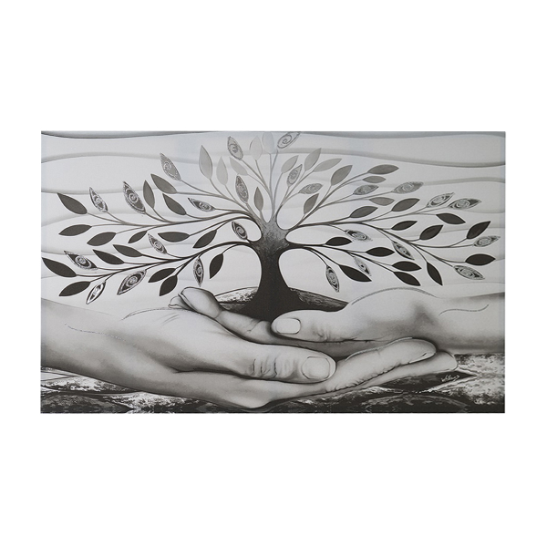 Quadro tela moderno 80x160 cm Albero Della Vita con dettagli in argento