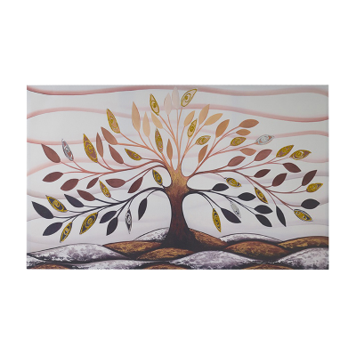 Quadro tela moderno 80x160 cm Albero Della Vita con dettagli in argento e oro