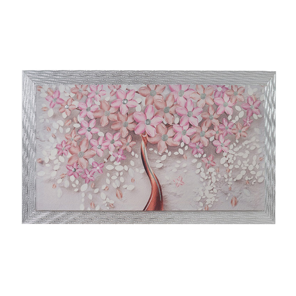 Quadro su tela moderno 72X132 cm tema Albero Della Vita con cornice in legno decorata