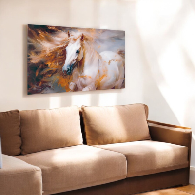 Tempered glass painting 100x60 cm modern - Fire horse