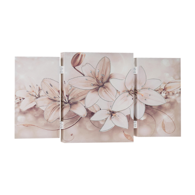 Quadro stampa su tela a TRIS 70x140 cm telaio in legno con disegno floreale