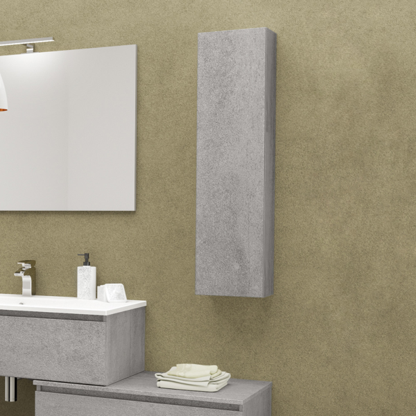 Penderie suspendue 1 porte réversible 25x18xH100 cm bois finition Ciment