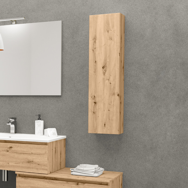 Pensile sospeso 1 anta reversibile 25x18xH100 cm legno finitura Rovere nodato