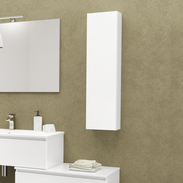 Armoire murale avec 1 porte réversible, 25 x 18 x H 100 cm, bois, finition blanc mat