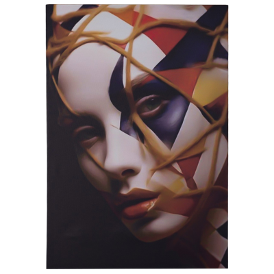 Tableau moderne de femme masquée sur toile 60x90 cm verticale