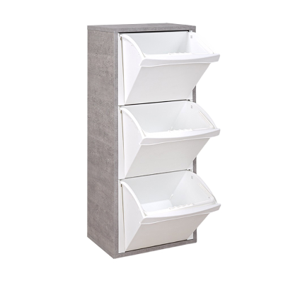 Mobile in legno per raccolta differenziata a 3 vani 40x101h cm CEMENTO