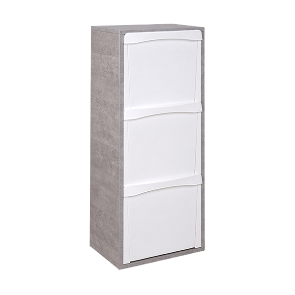 Mobile in legno per raccolta differenziata a 3 vani 40x101h cm CEMENTO
