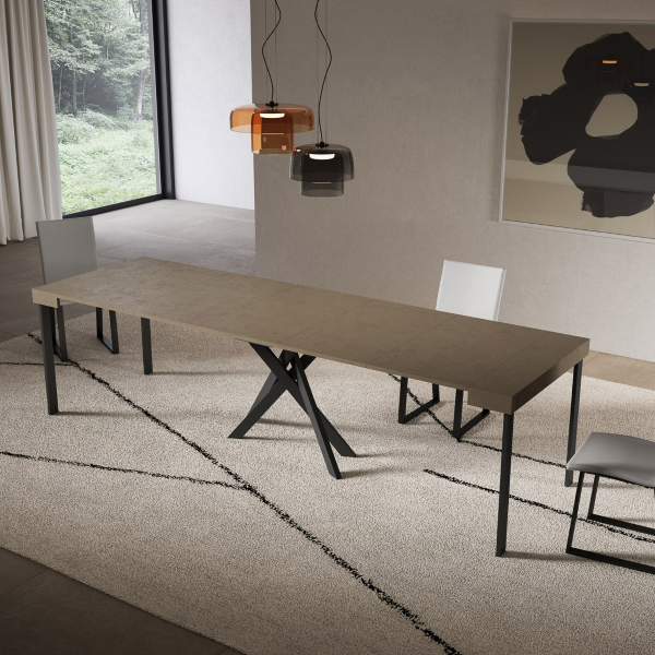 Extending console table 90x40/300 cm Libo Dove Gray with Anthracite structure