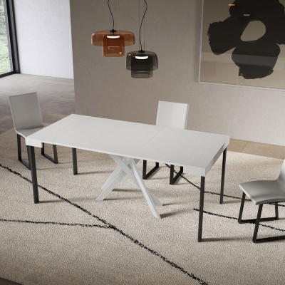 Extending console table 90x40/196 cm Libo Small Ash White with White structure