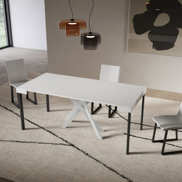 Extending console table 90x40/196 cm Libo Small Ash White with White structure