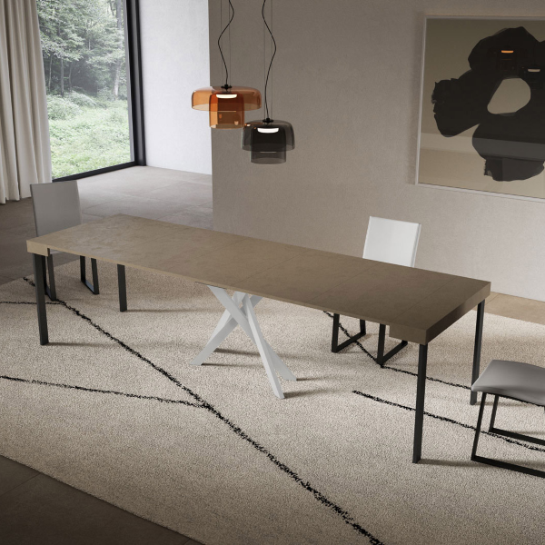 Extending console table 90x40/300 cm Libo Dove Gray with White structure