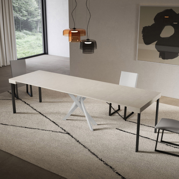 Extending console table 90x40/300 cm Libo Ash White with White structure