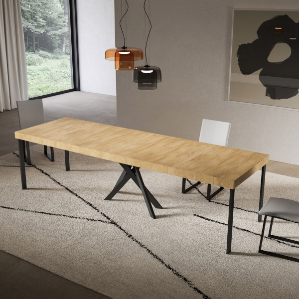 Consolle allungabile Libo Premium - Quercia natura gambe antracite 90x40/300 cm