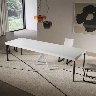 Consolle allungabile Libo Premium - Bianco frassino gambe bianche 90x40/300 cm