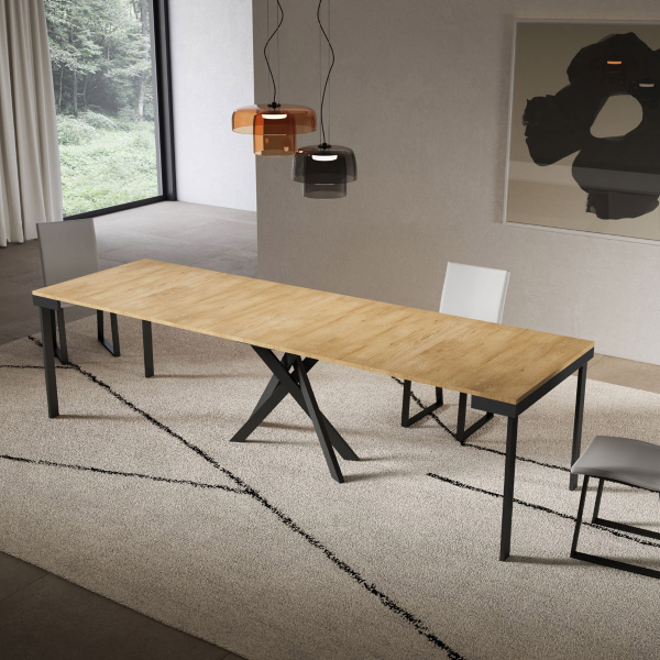 Extending console table 90x40/300 cm Libo Evolution Natural Oak with White structure